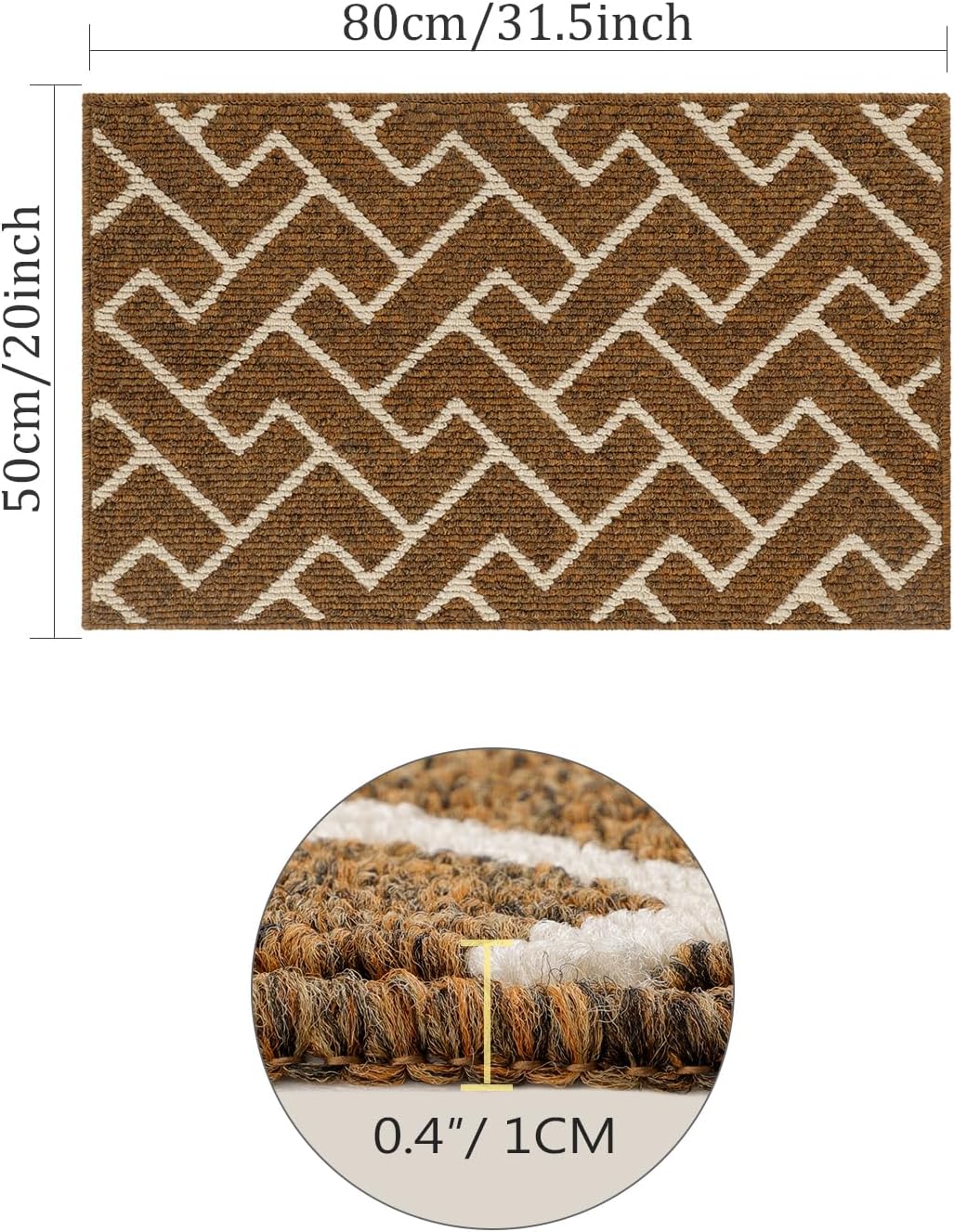 hicorfe Kitchen Rugs and Mats Sets,Super Absorbent Polypropylene Non-Slip Rug,Soft Comfort Floor Mat,Washable for Kitchen,Hallway,Office,Sink,Laundry(20" x 31.5",Brown)