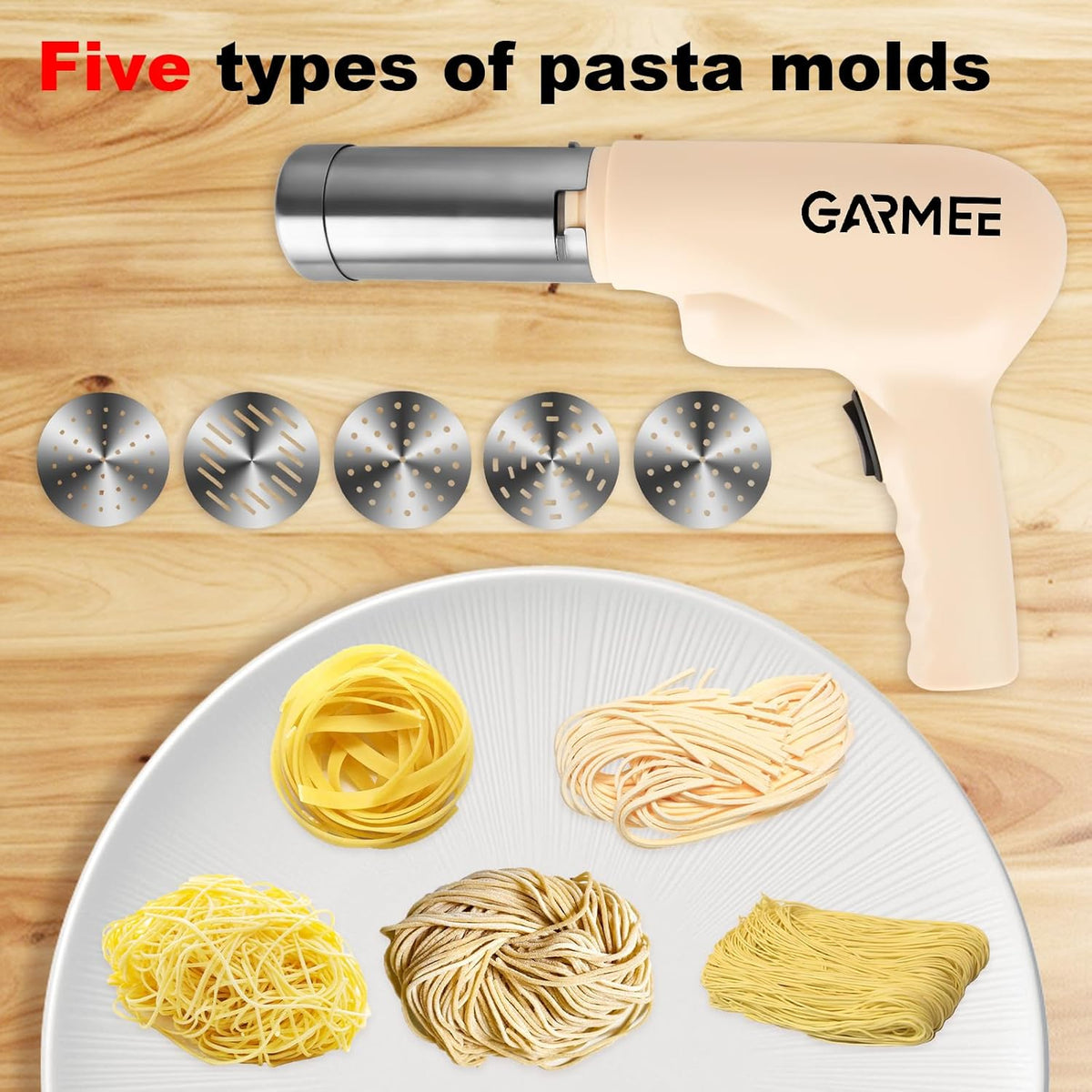 Electric Pasta Maker Machine Noodle Maker - Automatic Spaghetti Maker Pasta Roller Kitchenaid Attachment All-in-One Cordless Homemade Pasta Machine