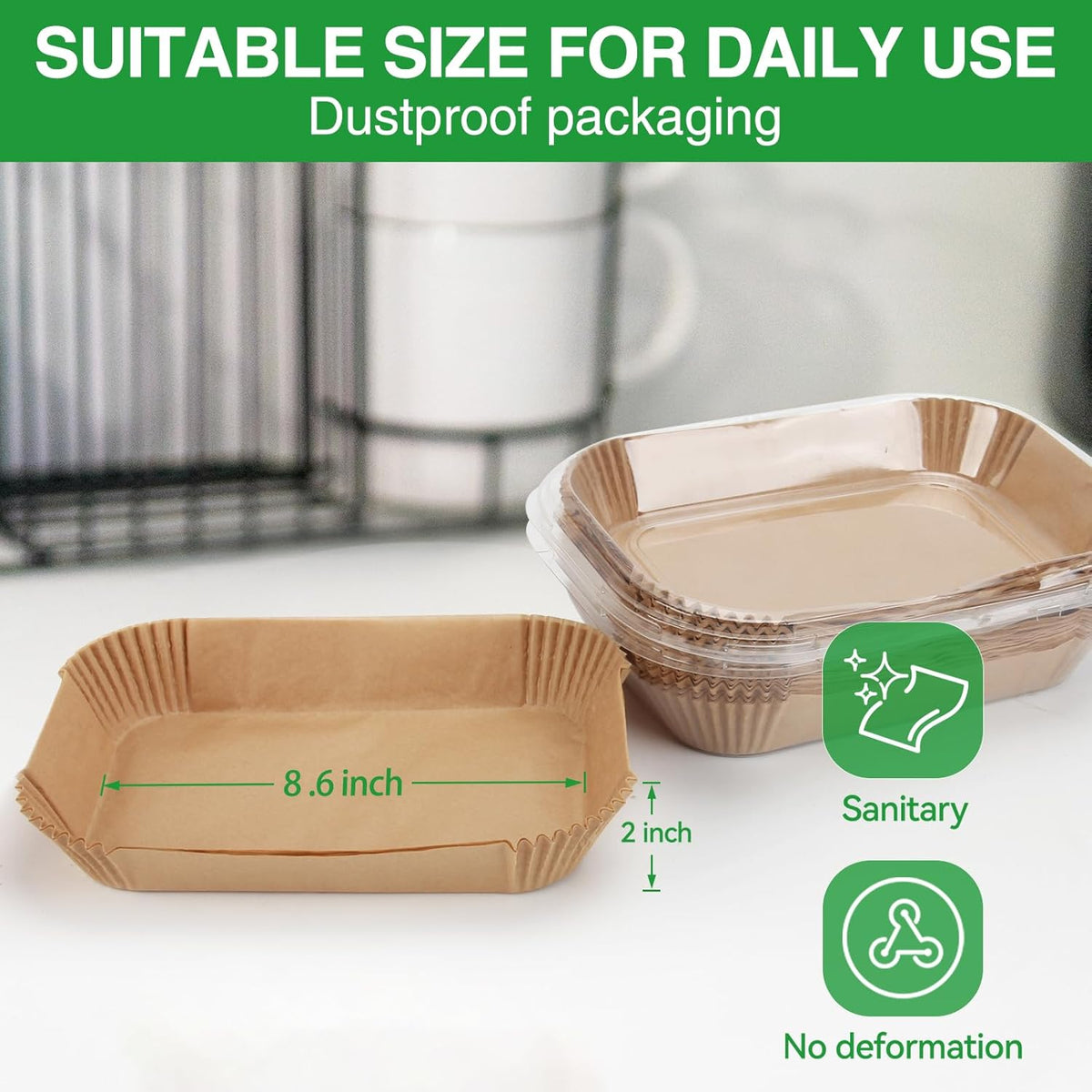 Air Fryer Liners,240 PCS Rectangular Non-stick Disposable Paper Liners, OAMCEG 2-Basket Air Fryer Parchment Baking Paper for Frying, Baking, Cooking, Roasting and Microwave