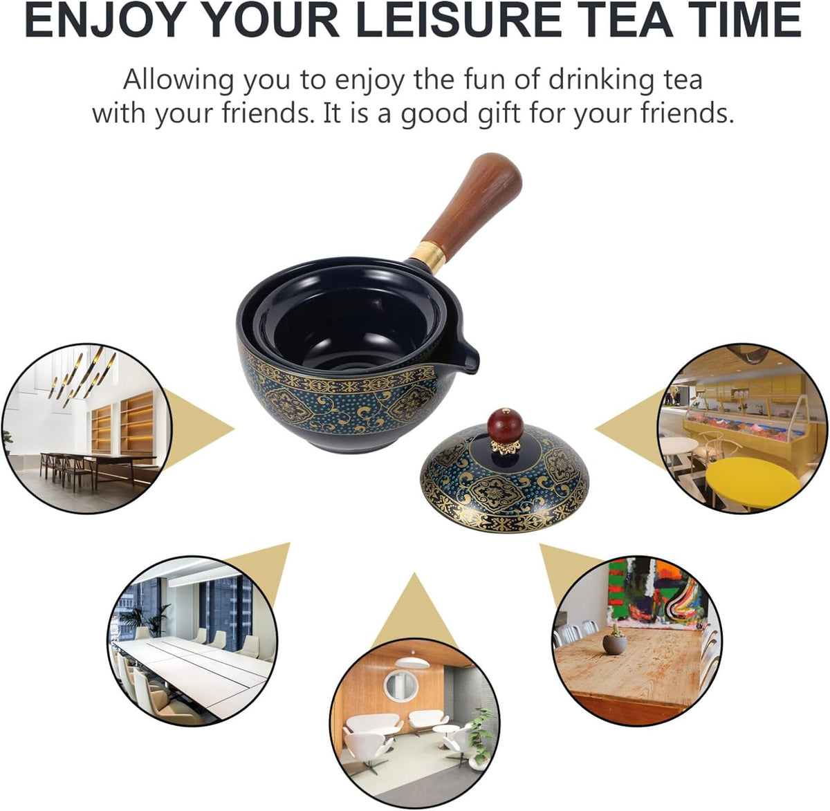 Chinese Ceramic Teapot Classical Porcelain Chinese Gongfu Tea Set 360 Rotation Ceramic Teapot with Tea Strainer for Loose Leaf Tea