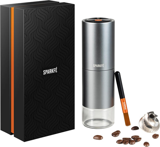 Portable Electric Coffee Grinder, Rechargeable Wireless Handheld Grinder with Stainless Steel Conical Burr, Adjustable Grind Settings, for Espresso, Moka, Pour Over, French Press, Cold Brew