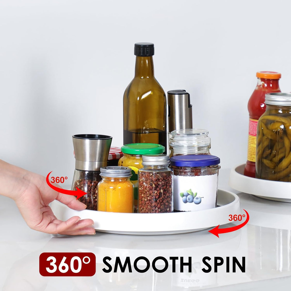12-Inch Non-Skid Turntable Lazy Susan Organizer [4 Pack] - Spinning Rack for Cabinet Table Top, Pantry Organization Storage, Kitchen, Fridge, Vanity, Countertop, Under Sink Organizing, Spice Spinner