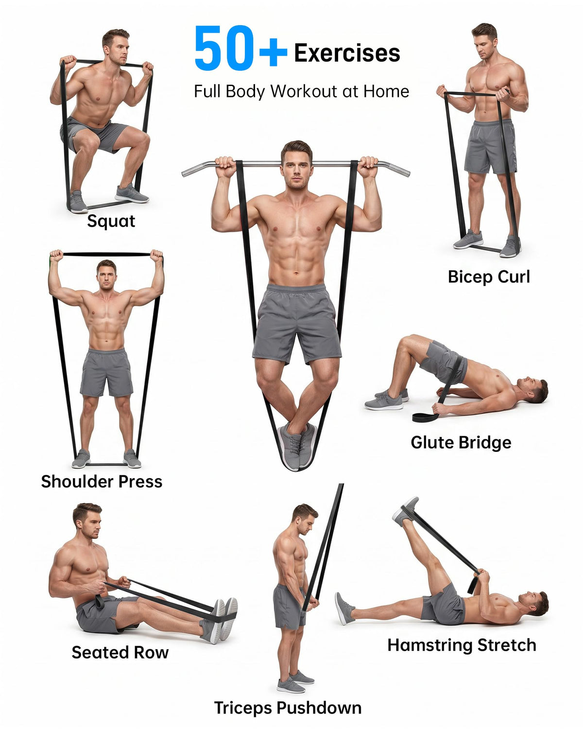 Renoj Resistance Bands for Working Out, 5 Levels Pull Up Assistance Bands Set for Workout, Exercise, Home Gym & Strength Training