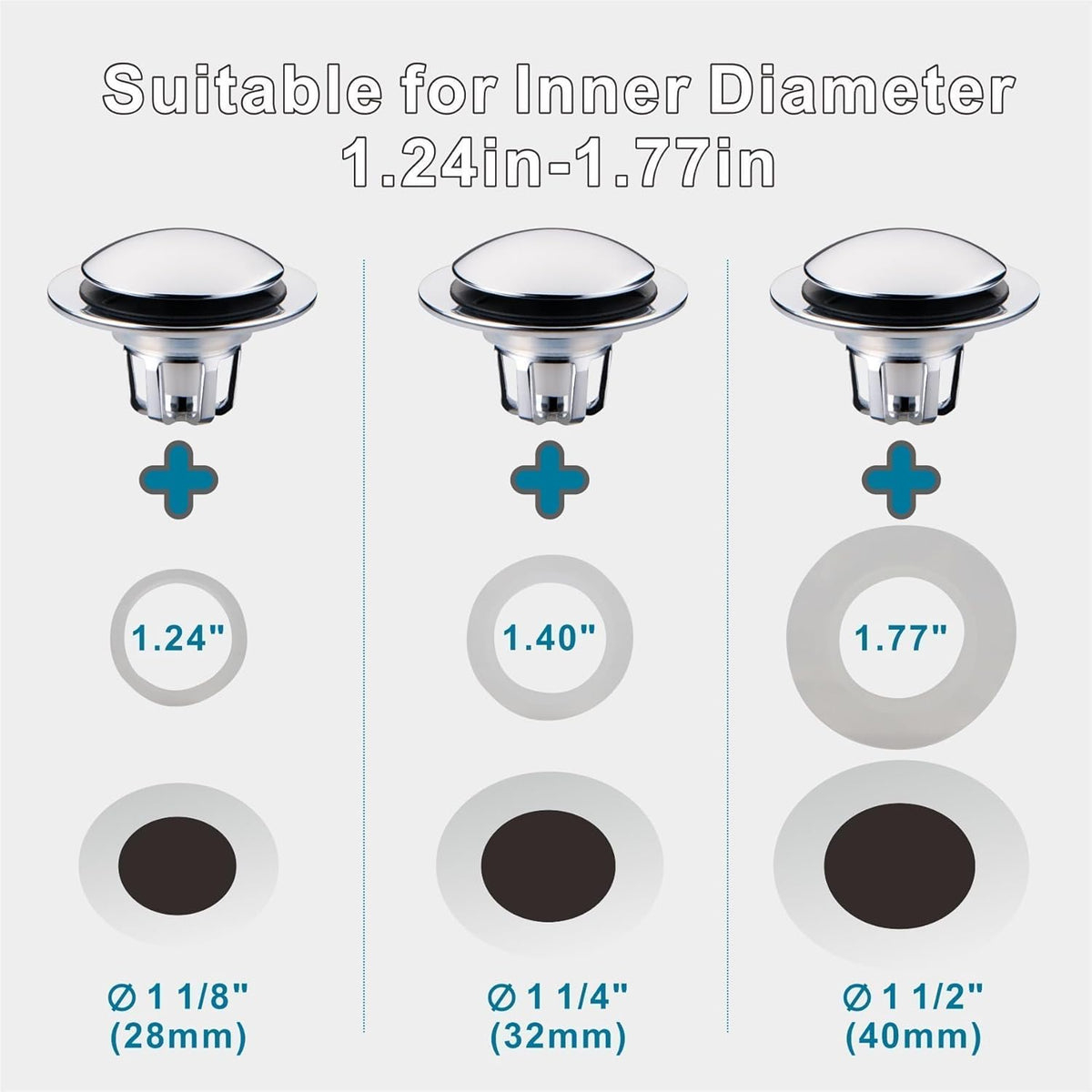 Chrome Bathroom Sink Drain Stopper,Welsan Universal Pop-Up Drain Stopper Plug Strainer with Hair Catcher for 1 1/8"-1 1/2" Drain Hole,Anti-Clogging Filter Chrome Plated