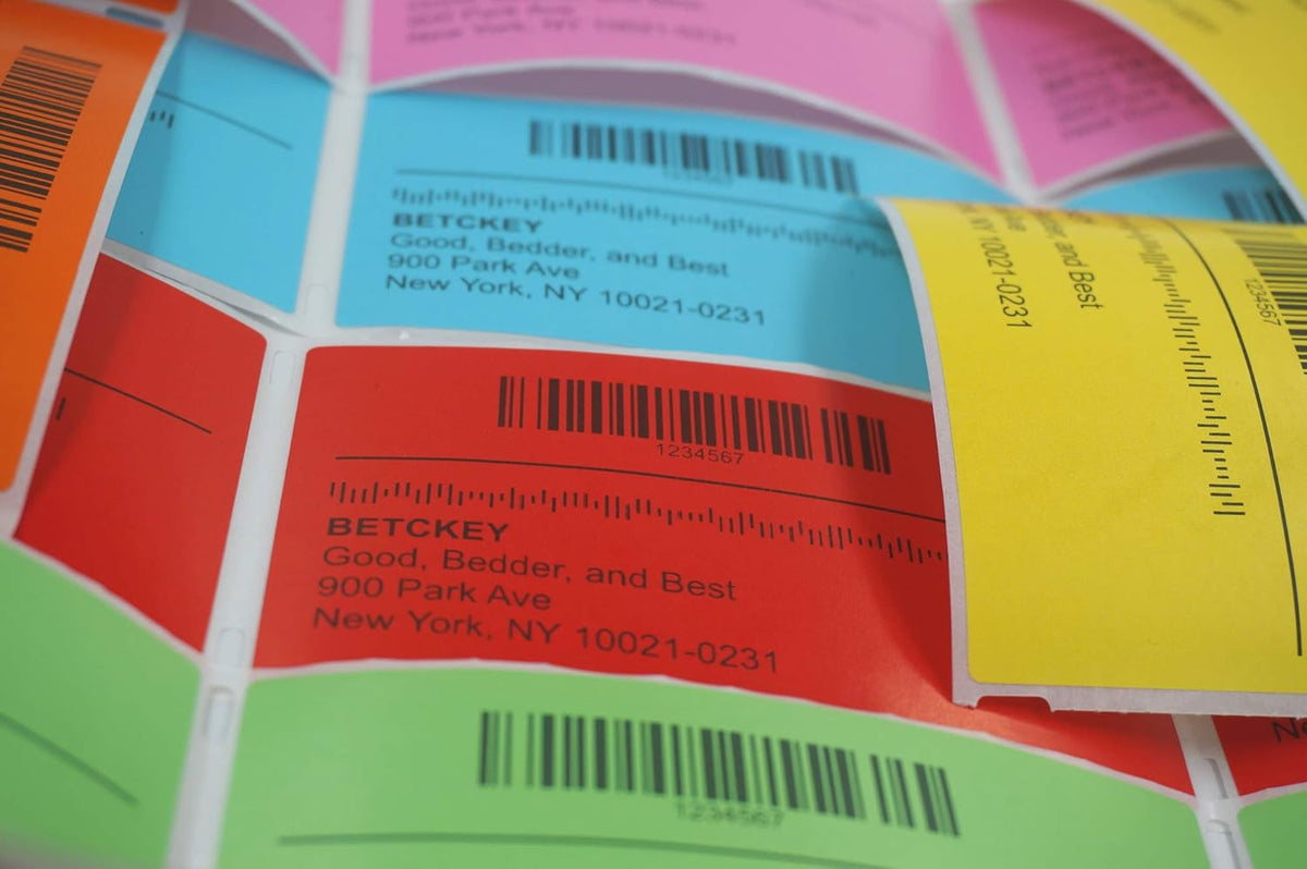 BETCKEY - 1.5" x 1" All Purpose & Address Labels Compatible with Zebra & Rollo Label Printer,Premium Adhesive & Perforated[Yellow, 6 Rolls, 7800 Labels]