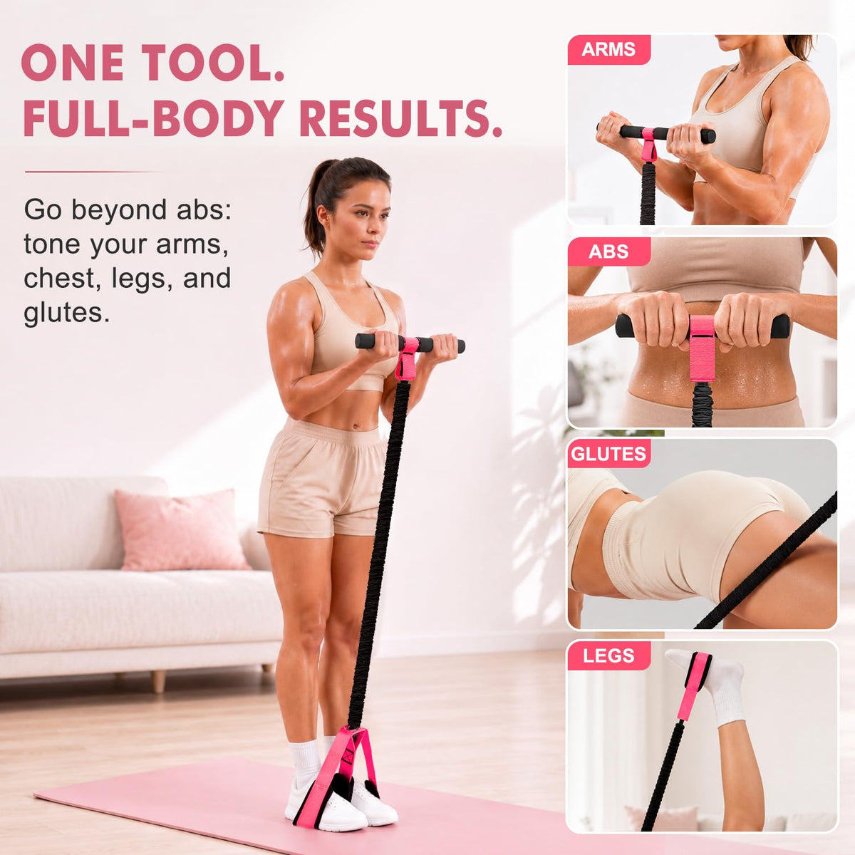 Pedal Resistance Band with Handle for Women, Home Gym Exercise Equipment