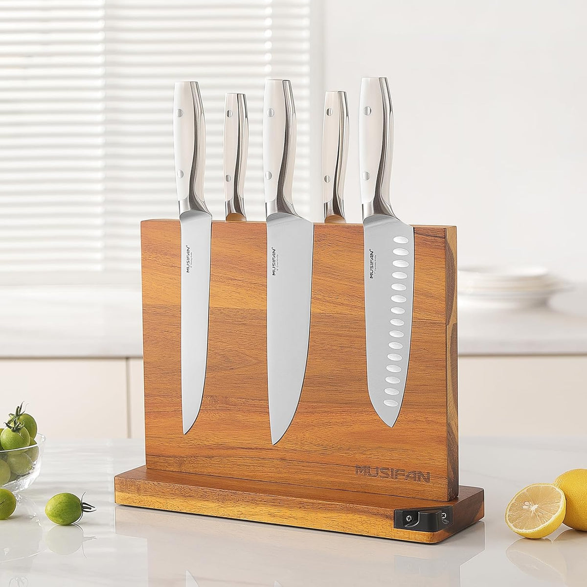 Magnetic Knife Block - Magnetic Knife Holder - Magnetic Knife Stand- Cutlery Display Stand and Storage Rack（sharpener)