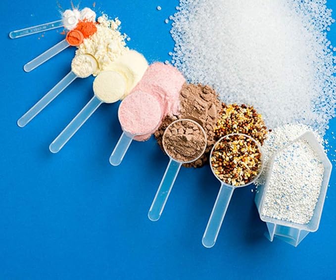 Plastic Measuring Scoop, 1/2 Tablespoon (7.5 cc | 1.5 tsp | 7.5 mL) Long Handle Spoons for Powders, Granules, Coffee, Pet Food, Baking Supplies, Protein and Other Dry Goods, BPA Free (Set of 10)