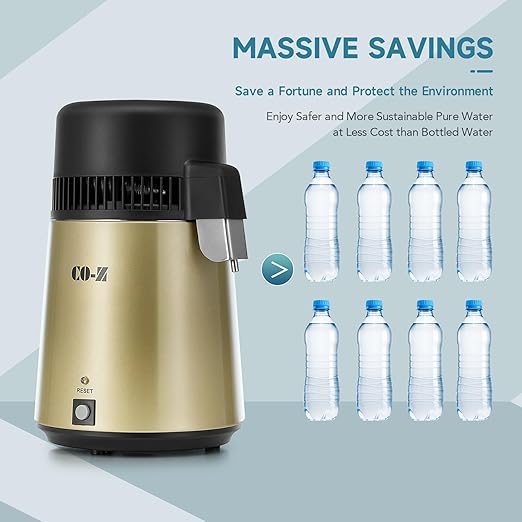 CO-Z Water Distiller, Stainless Steel Distilling Pure Water Machine for Home Countertop Table Desktop, 4L Distilled Water Making Machine, 4 Liter Water Purifier to Make Clean Water for Home
