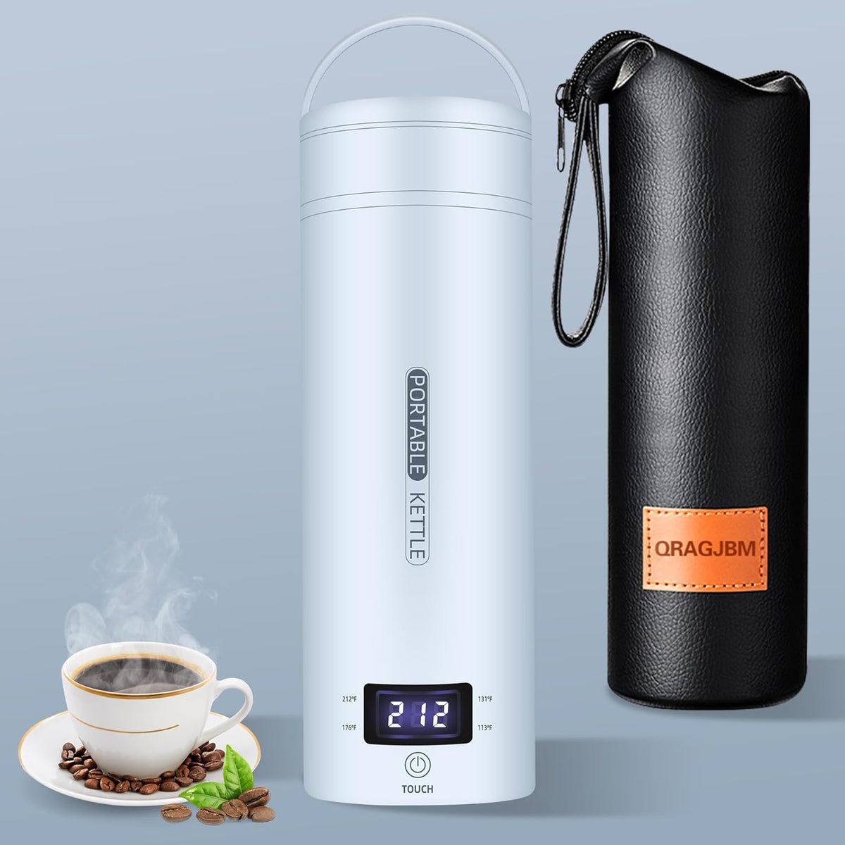 Travel Electric Kettle Portable Small Mini Tea Coffee Kettle Water Boiler, Water Heater with 4 Temperature Control,304 Stainless Steel with Auto Shut-Off & Boil Dry Protection, BPA-Free (Blue)