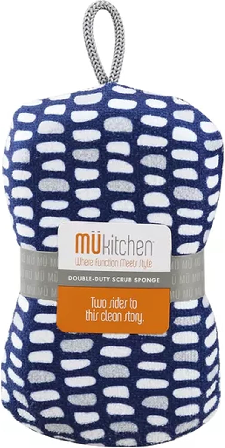 MÜkitchen Premuim Sponge for Dishes and Household Cleaning | Microfiber Print and Non-Scratch Scrub Pad | Set of 4 | (Stones)