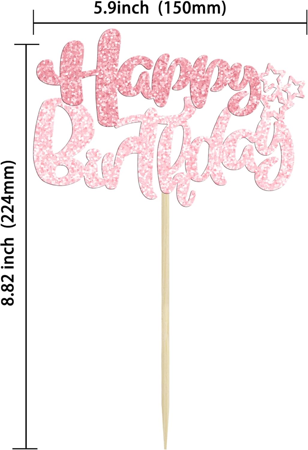 Ephlyn 24Pcs Pink Light Pink Happy Birthday Cupcake Toppers for Baby Shower, Kids Boys Girls Birthday Anniversary Party Cake Decorations