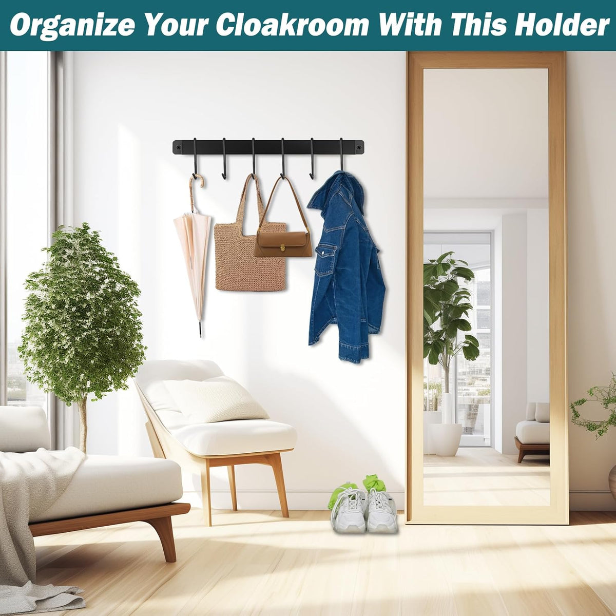 2 Pack Steel-made Kitchen Utensil Rack Organizer Wall-mounted Pot Pans Wall Hanger Holder for Coffee Mug Rack Cup Hanging Kitchen Black with 10 S Hooks