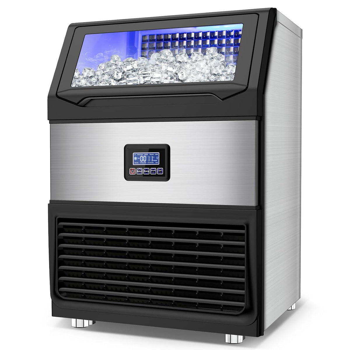 Commercial Ice Maker Machine 250LBS/24H with 75LBS Storage Bin, Stainless Steel Undercounter/Freestanding Ice Maker Machine for Home Bar Outdoor, 80PCS Ice Cubes Ice Machine, Self Cleaning