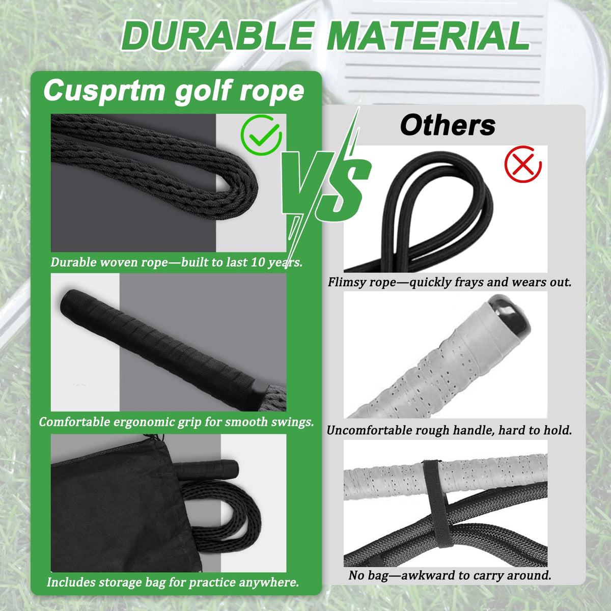 Cusprtm Golf Rope Swing Trainer, Professional Golf Swing Rope Training Aid to Improve Speed, Tempo, Rhythm, Flexibility and Strength, Golf Warm-Up Practice Equipment for Golfers of All Levels (Black)