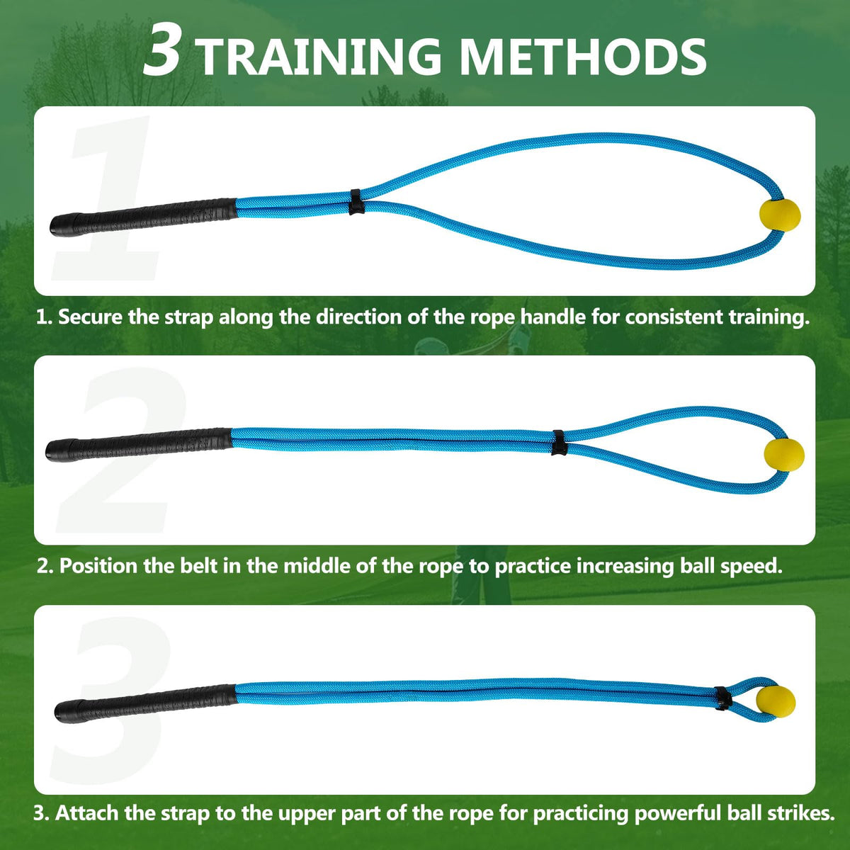 KALAUTO Golf Rope Swing Trainer Set-Golf Swing Training Aid,Improved Golfers Swing and Master Tempo,Golf Gifts for Men Golfers,Included Swing Correcting Arm Band&Rope Trainer with Weighted Ball(Blue)