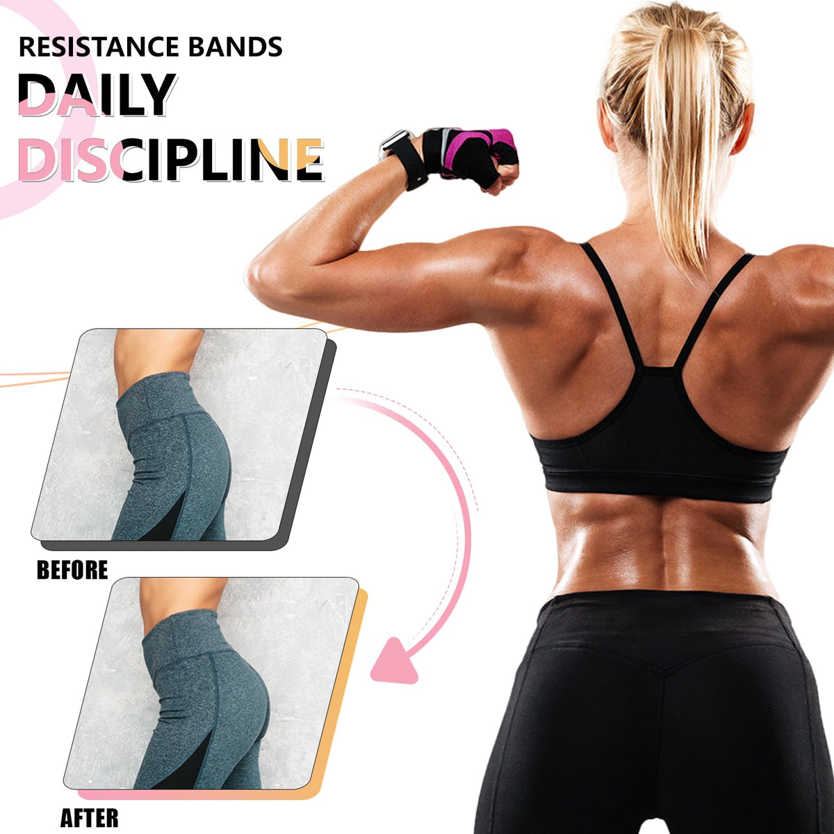 3 Levels Exercise Bands, Workout Fabric Resistance Bands for Women and Men