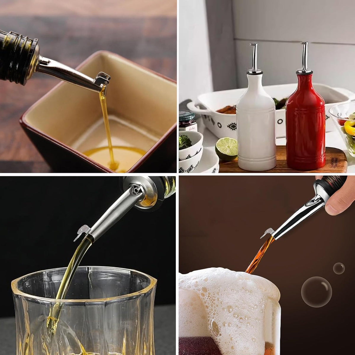 2 Pack Oil Pourerswith Flip Top, Olive Oil Dispenser Spout, Oil Spout Liquor Bottle Pourer Spouts, Speed Pour Spouts for 3/4" Bottle Mouth