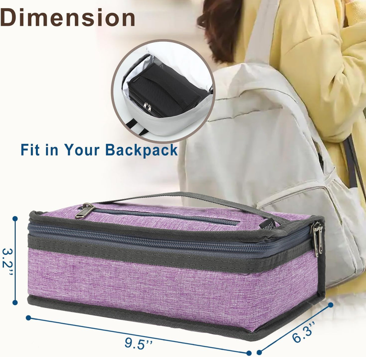 FlowFly Small Insulated Lunch box Portable Soft Bag Mini Cooler Thermal Meal Tote Kit with Handle for Work & School, Purple
