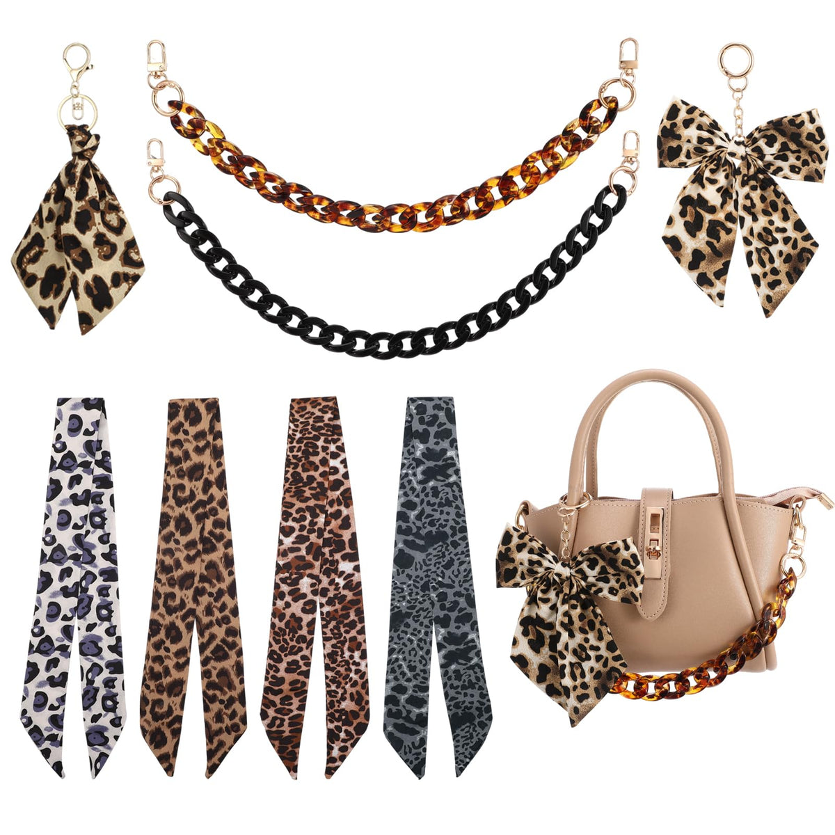 JATEBI 8 Pcs Leopard Bag Charms for Tote Bags
