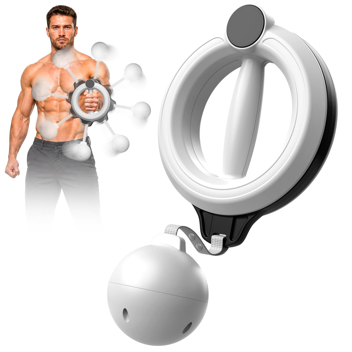 Infinity Hoop for Arms 360° Hand-Crank Arm Trainer for Home Workouts White
