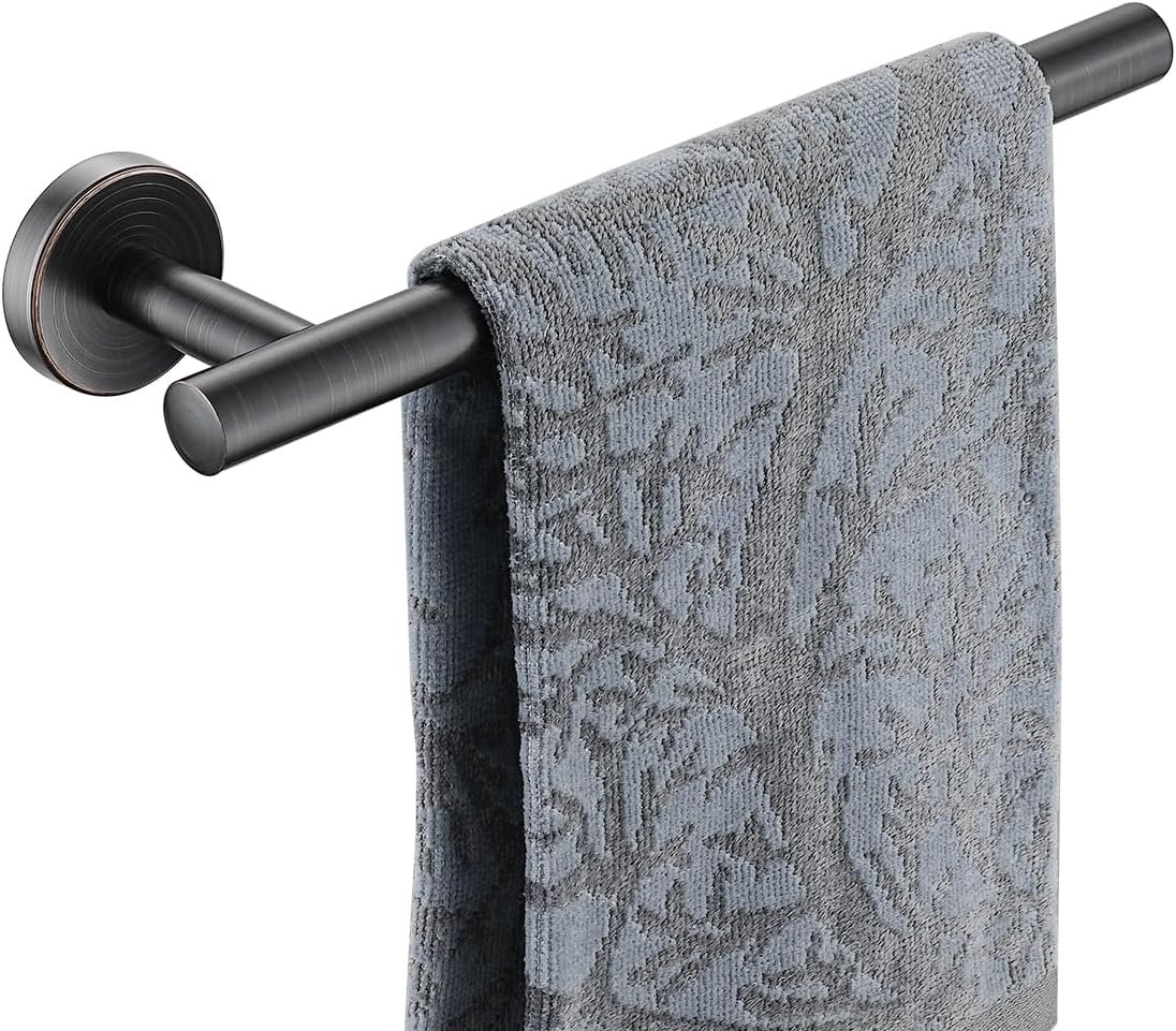 JQK Hand Towel Holder Towel Ring Oil Rubbed Bronze, 10 Inch Thicken 0.8mm 304 Stainless Steel Bathroom Hand Towel Bar, 9 Inch Useable Length Wall Mount Towel Rack Hanger, ORB, THH110L9-ORB