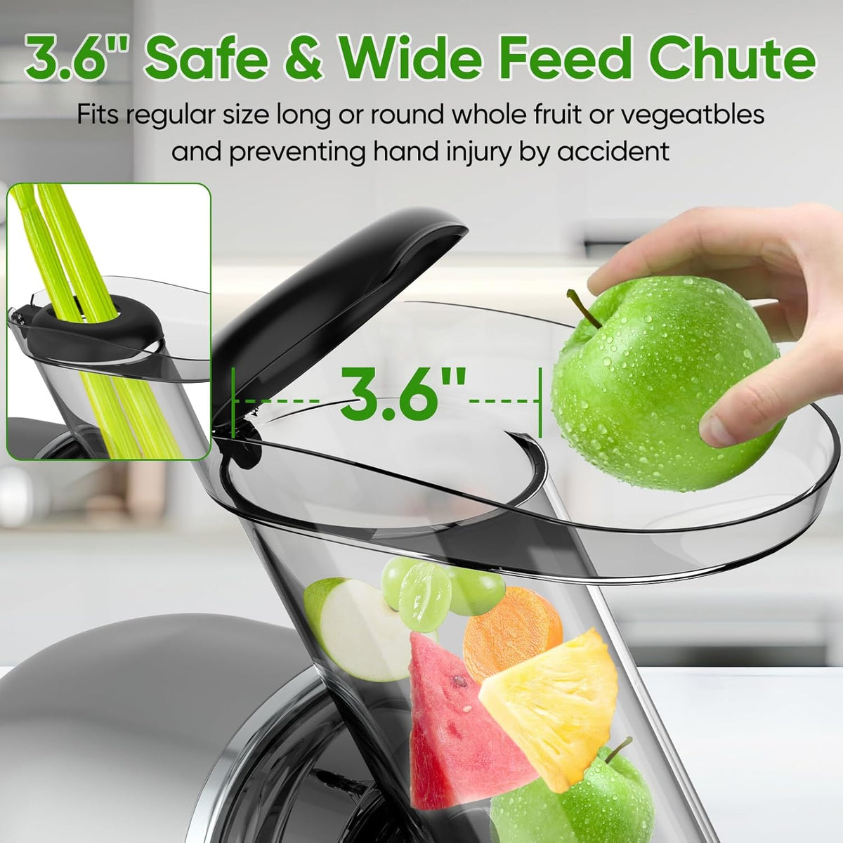 COZII Cold Press Juicer Machines,Slow Masticating Juicer Extractor Soft/hard Mode, 3.6" Large Feed Chute For Vegetable and Fruit, Easy to Clean Juicer, Quiet Motor, High Juice Yield