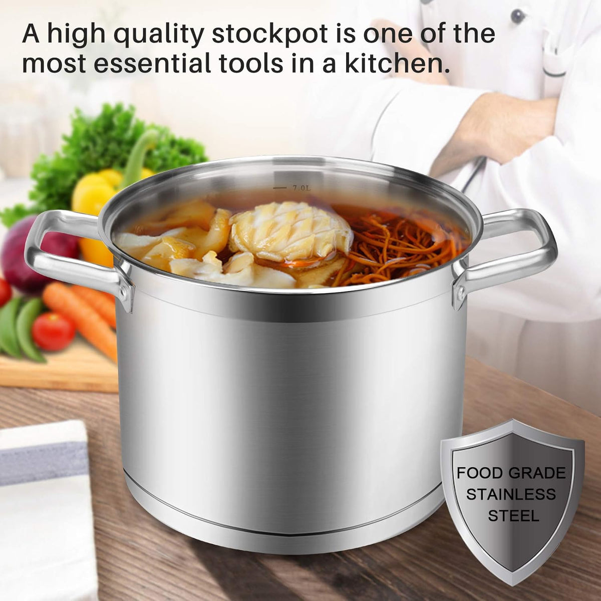 Duxtop Professional Stainless Steel Cookware Induction Ready Impact-bonded Technology (8.6Qt Stockpot)