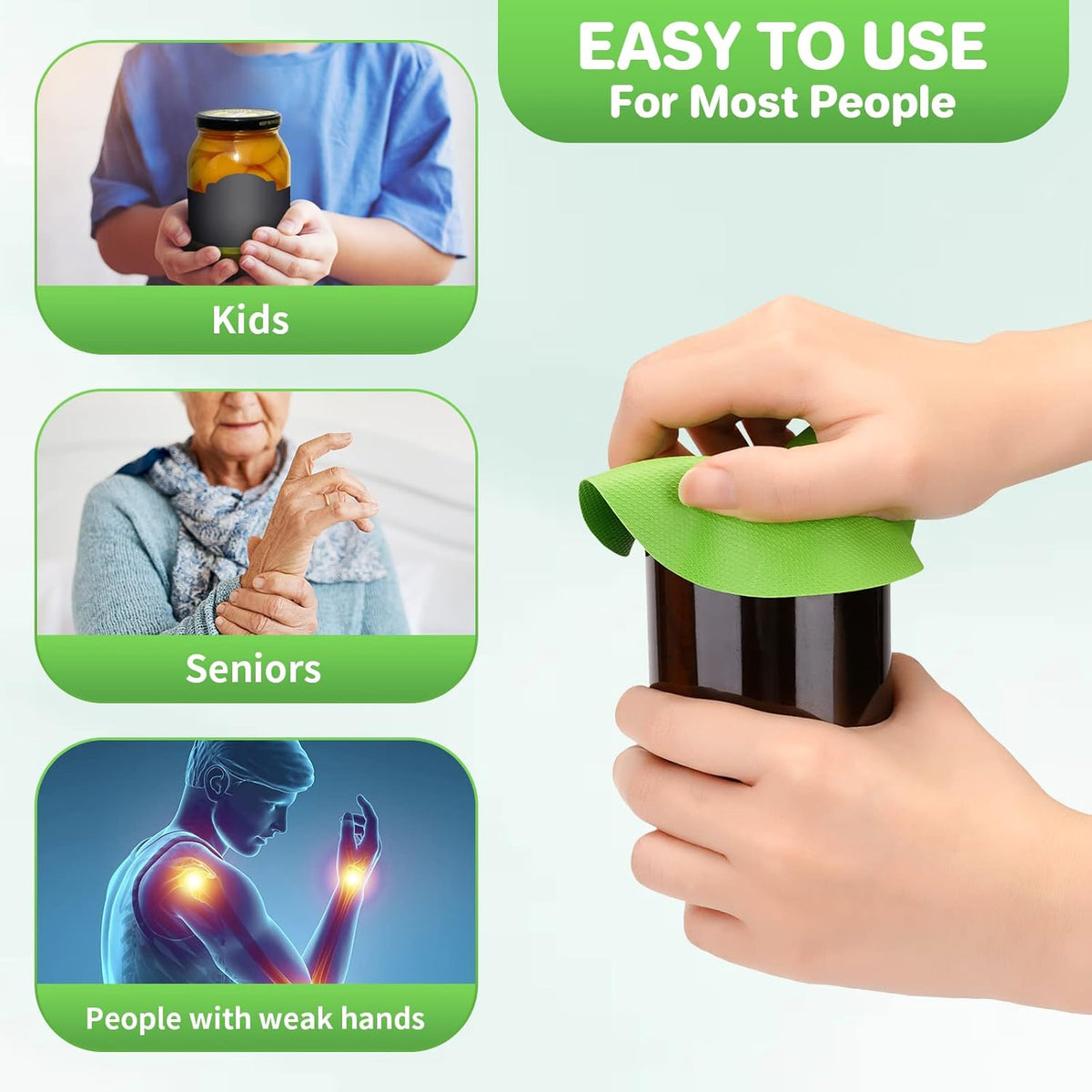 Leezmark 6 Pcs Jar Opener, Rubber Jar Grippers Multi-function Silicone Jar Gripper Pads Bottle Lid Opener Jar Openers for Seniors with Arthritis Weak Hands (6 Colors)
