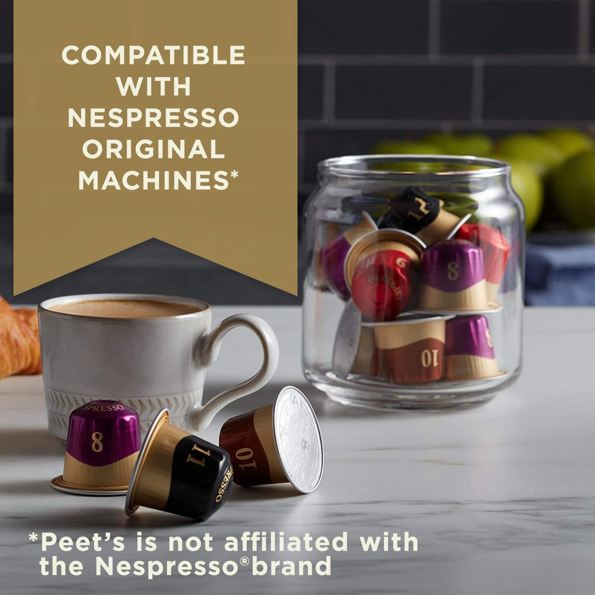 Peet's Coffee, Dark and Medium Roast Espresso Capsules Variety Pack, Compatible with Nespresso Original Machine - Intensity 8-11, 40 Count (4 Boxes of 10 Espresso Capsules)