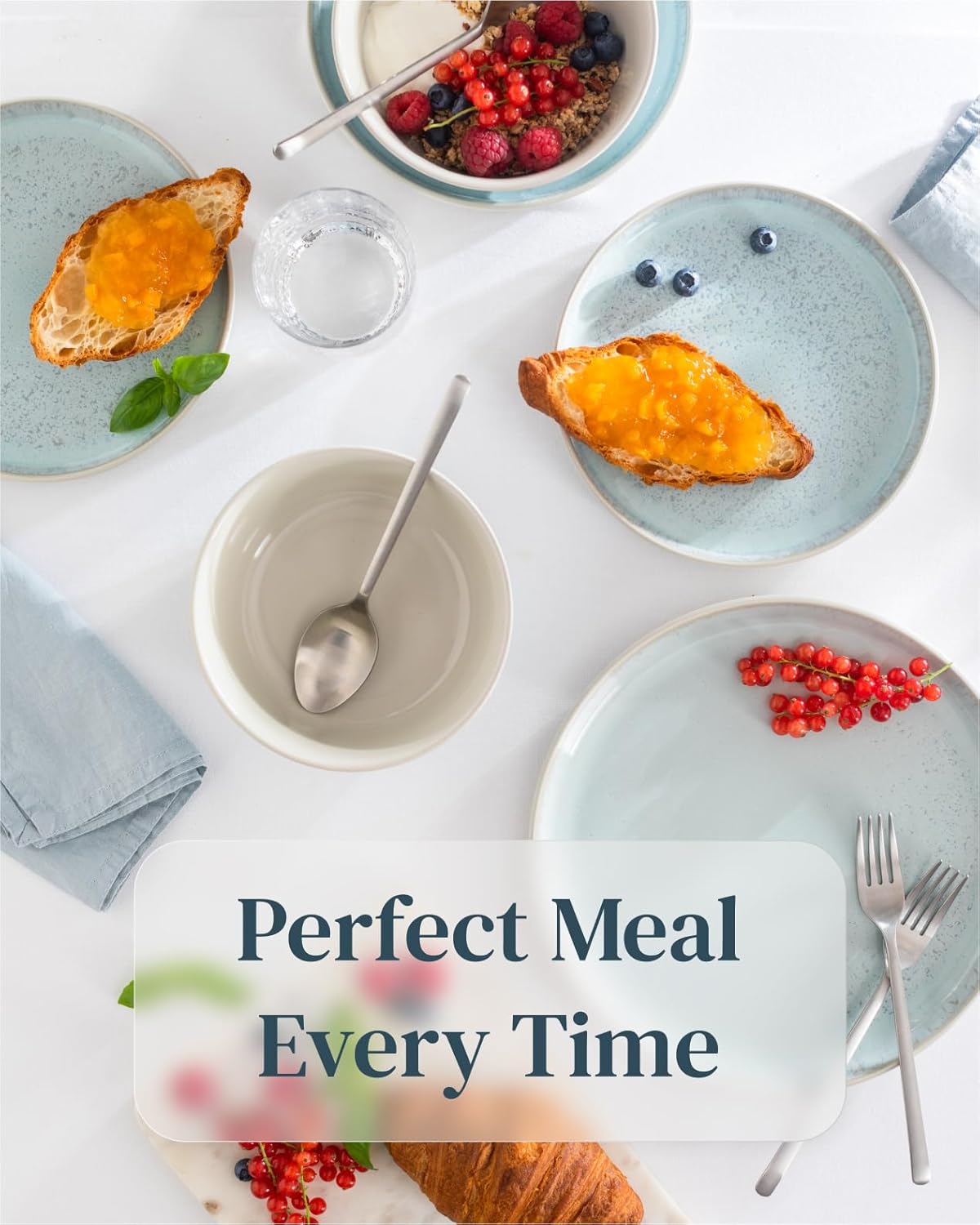 12 Piece Dinnerware Sets for 4 - Modern Style Stoneware Dinnerware Set - Scratch Resistant, Dishwasher, Microwave Safe Plates and Bowls Sets Ceramic, Bowl and Plate Set - Beige and Light Blue…