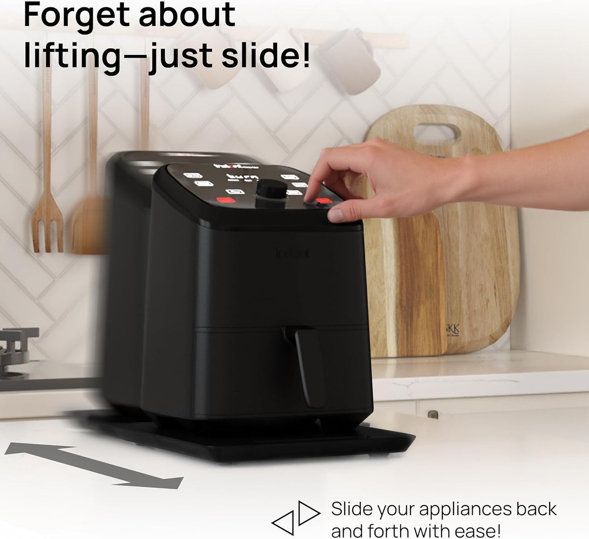 Ibyx Elegant Sliding Tray for Your Coffee Maker & Heavy Kitchen Appliances - Sturdy, Slides Easily from Under The Cabinet (Black, 9.5”W x 14”D)