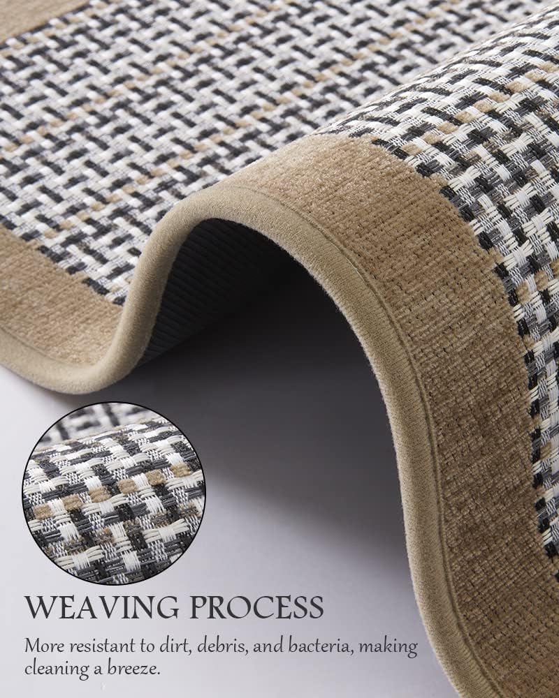 PADOOR Kitchen Mats for Floor, Kitchen Rugs Non Slip Washable, Rubber Backed Kitchen Runner Super Absorbent Kitchen Floor Mat Sink Rug, 17”x24” Brown