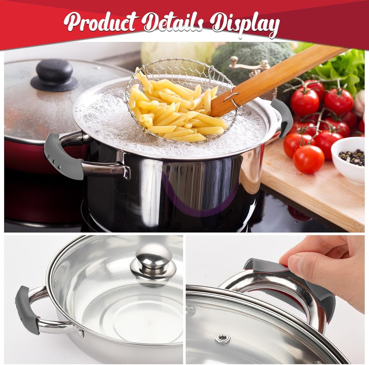 5 Pcs Cast Iron Handle Cover, Silicone Hot Handle Holder, Heat Resistant Cast Iron Skillet Handle Covers Potholder for Frying Pans and Griddles Kitchen Supplies