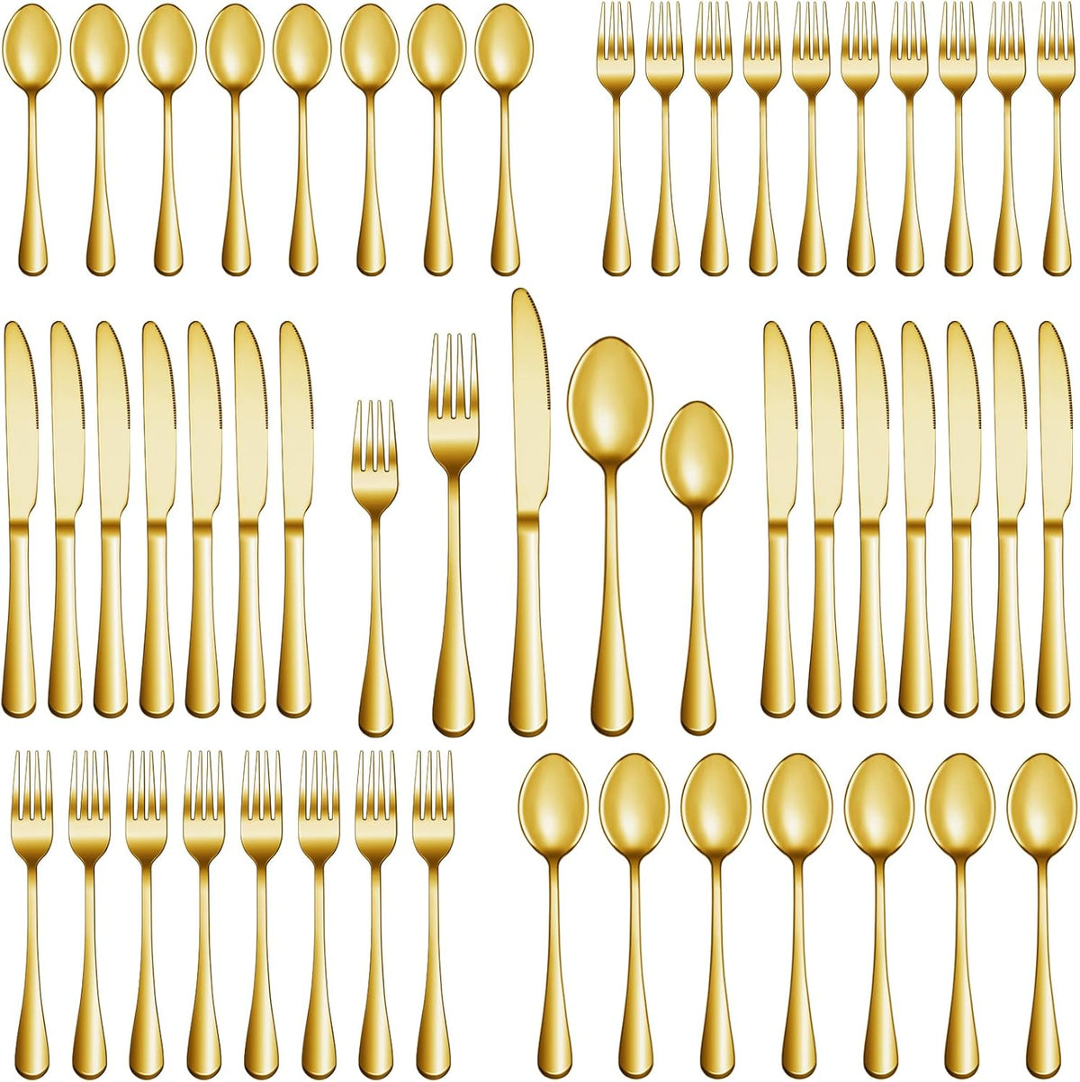 40 Pcs Gold Silverware Set Service for 8, Premium Stainless Steel Flatware Set, Cutlery Utensil Set, Durable Home Kitchen Eating Tableware Set, Include Fork Knife Spoon Set, Dishwasher Safe