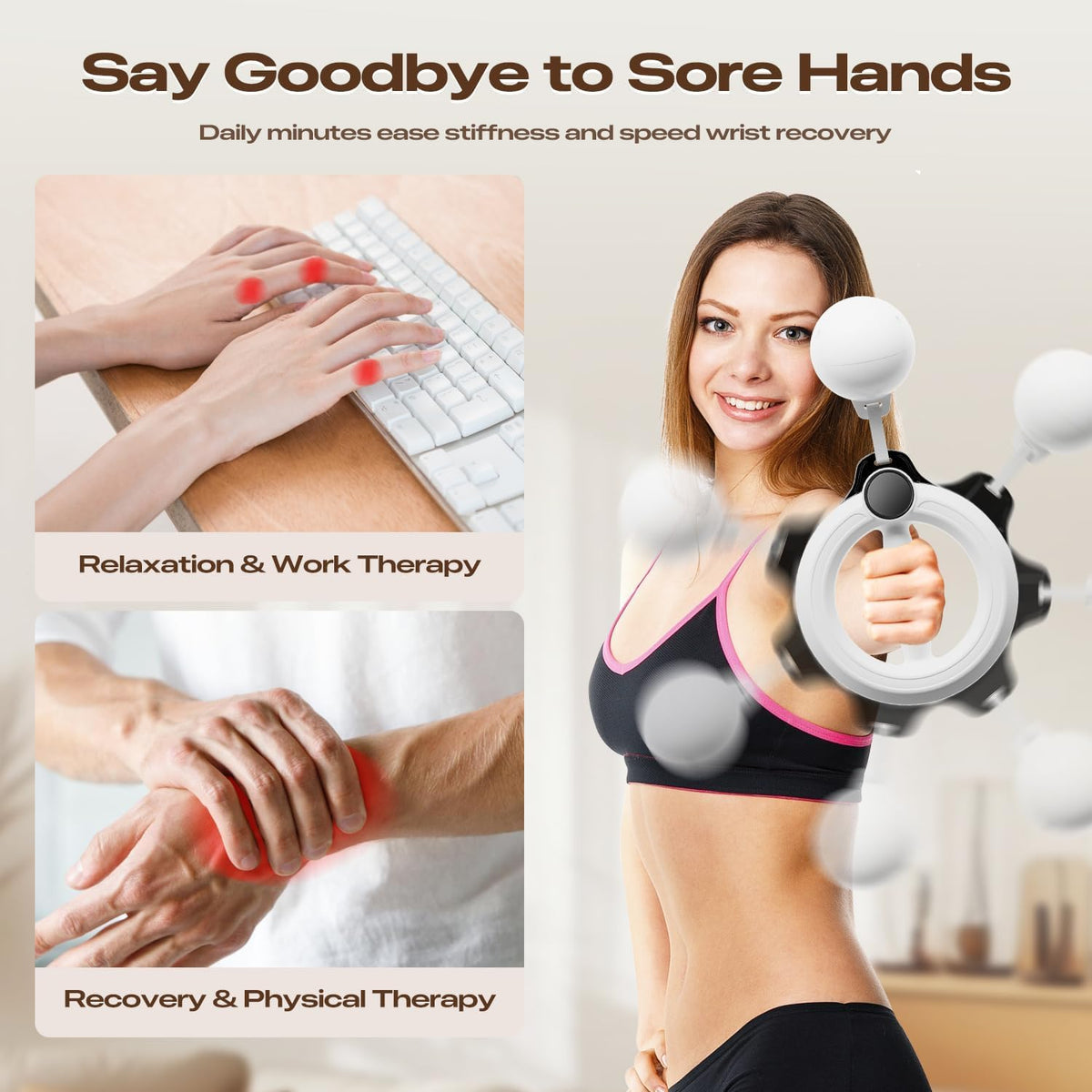Arm Workout for Women and Men, Infinity Hoop 360° Hand-Crank Forearm Trainer, Shoulders and Arm Muscle Training Fitness Equipment, Chest Trainer and Forearm and Wrist Hand Exerciser, Home Workout (New White)