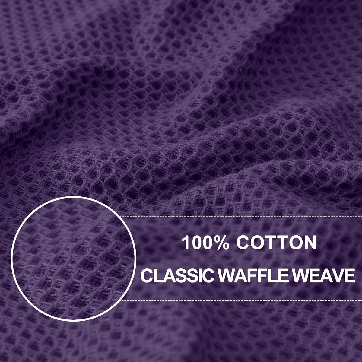 Homaxy 100% Cotton Waffle Weave Kitchen Dish Towels, Ultra Soft Absorbent Quick Drying Cleaning Towel, 13 x 28 Inches, 8-Pack, Eggplant