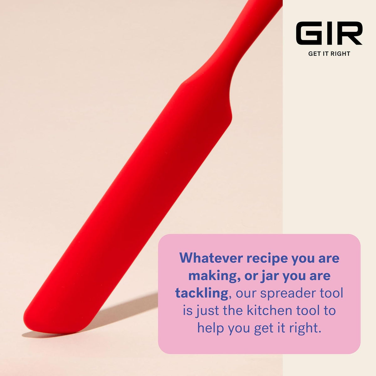 GIR: Get It Right Silicone Scraper Spatula - 10.07In x 1.7In - Red - Heat-Resistant to 425°F & Dishwasher Compatible - Silicone Icing Spreader & Butter Spreader - Ergonomic Handle