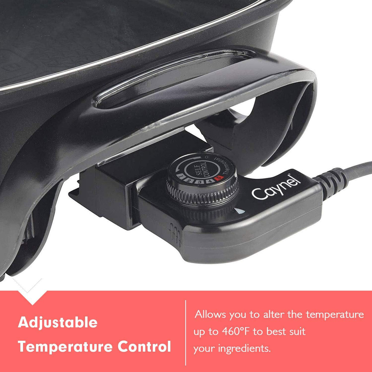Caynel 12 x 12 Inch Nonstick Ceramic Electric Skillet with Glass Lid, Aluminum Body, 1400-Watts, Adjustable Temperature Controller Goes Up to 460 Degrees for Fry, Bake, Steam or Simmer, Easy to Clean