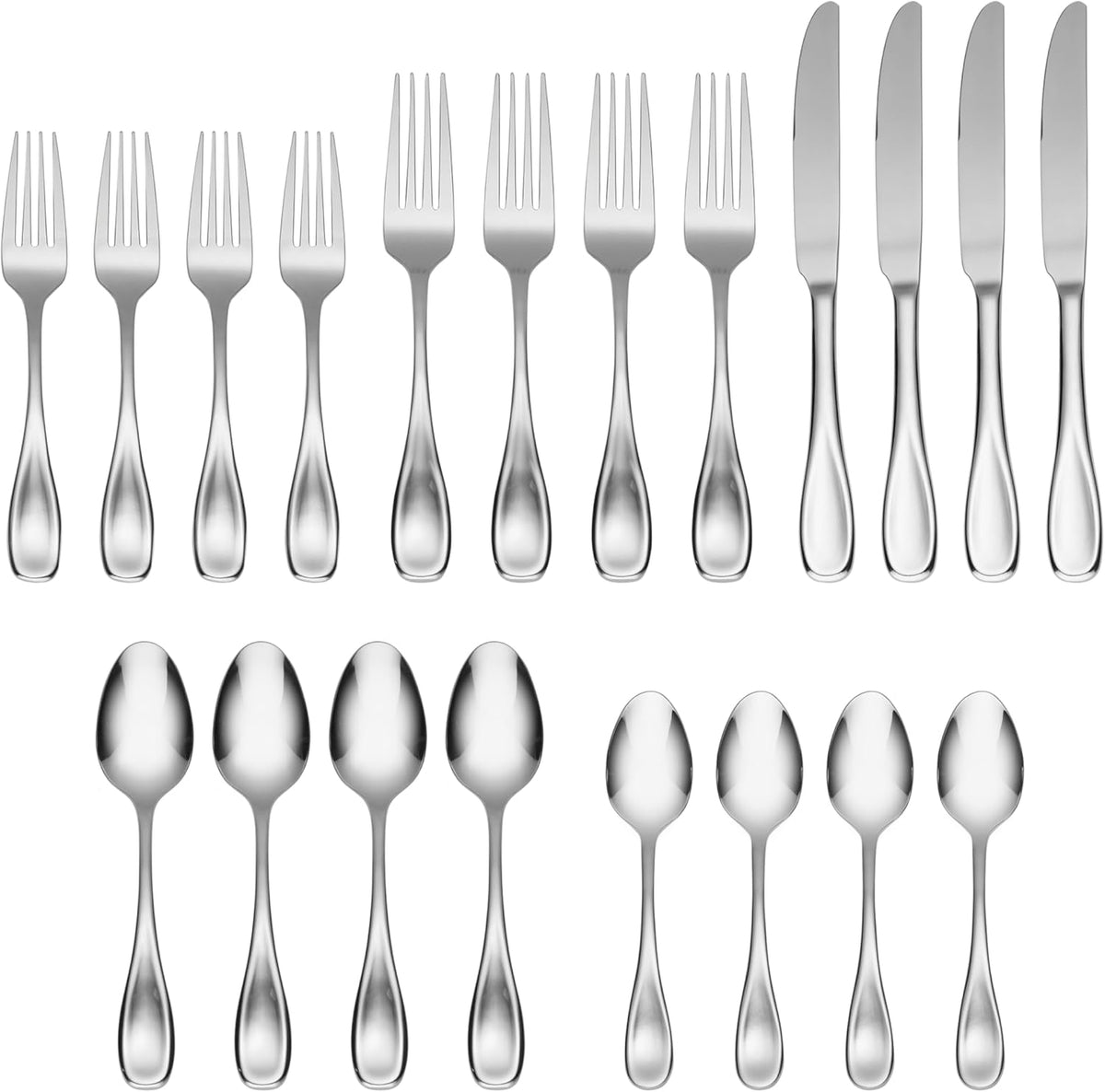 Oneida H003020A Voss 20 Piece Everyday Flatware Set, Service For 4