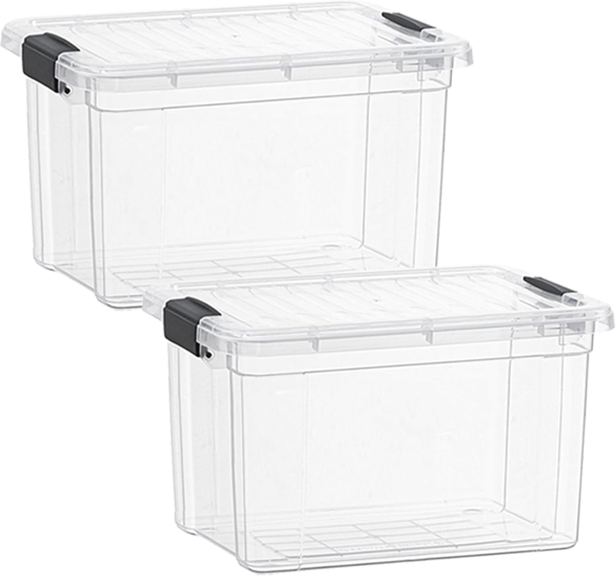 Superio Clear Storage Boxes with Lids, 49 Quart Plastic Container Bins for Organizing, Stackable Crates, BPA Free, Non Toxic, Odor Free, Organizers for Home, Office, School, and Dorm, 2 Pack