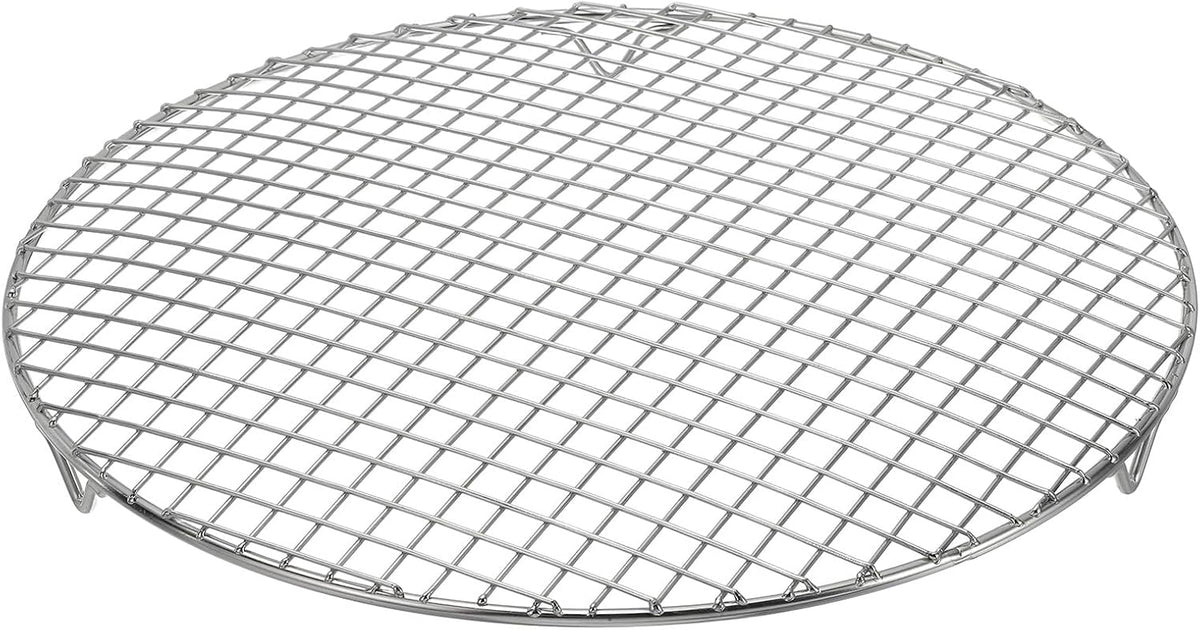 uxcell Round Cooking Rack with Legs, Dia 13.8 Inch 304 Stainless Steel Barbecue Grill for Cooking Baking Barbecue Air Fryer Racks, Silver