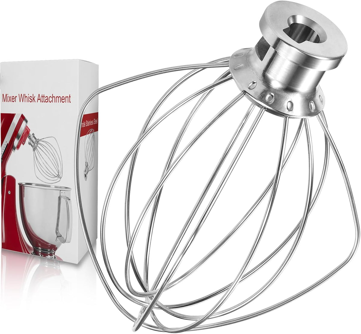 K45WW 6 Wire Whip Attachment for KitchenAid 4.5 5 Quart Tilt-Head Stand Mixer, Dishwasher Safe, Stainless Steel Whisk for Kitchen Aid Mixer Accessory Replacement Parts