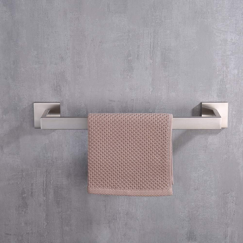 TASTOS 16 Inch Towel Bar Rack Brushed Nickel, Stainless Steel Modren Square Towel Holder for Bathroom Kitchen Wall Mounted