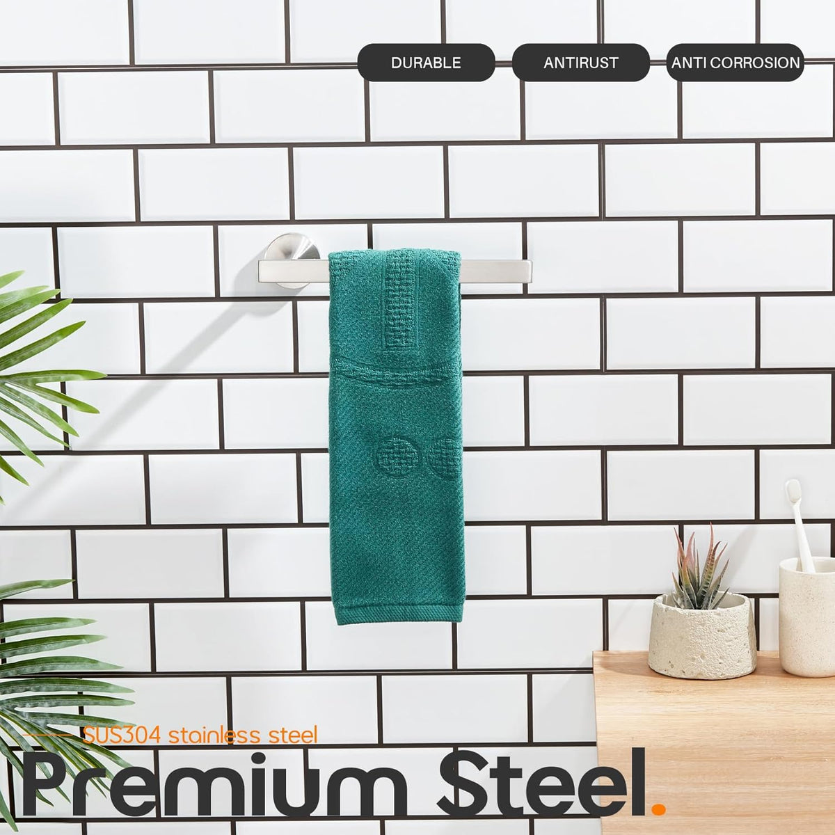 Bath Towel Rings Bathroom Towel Holder Modern Small Hand Towel Bars 2 Pack Stainless Steel Wall Mounted Brushed Nickel AN3001BR-P2