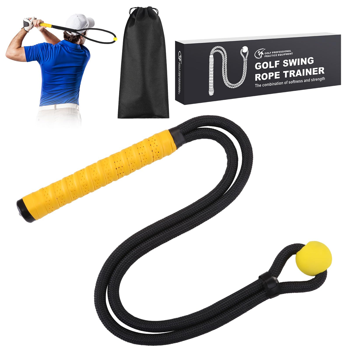 Golf Rope Swing Trainer to Improve Speed, Tempo for Golf Warm-Up Practice