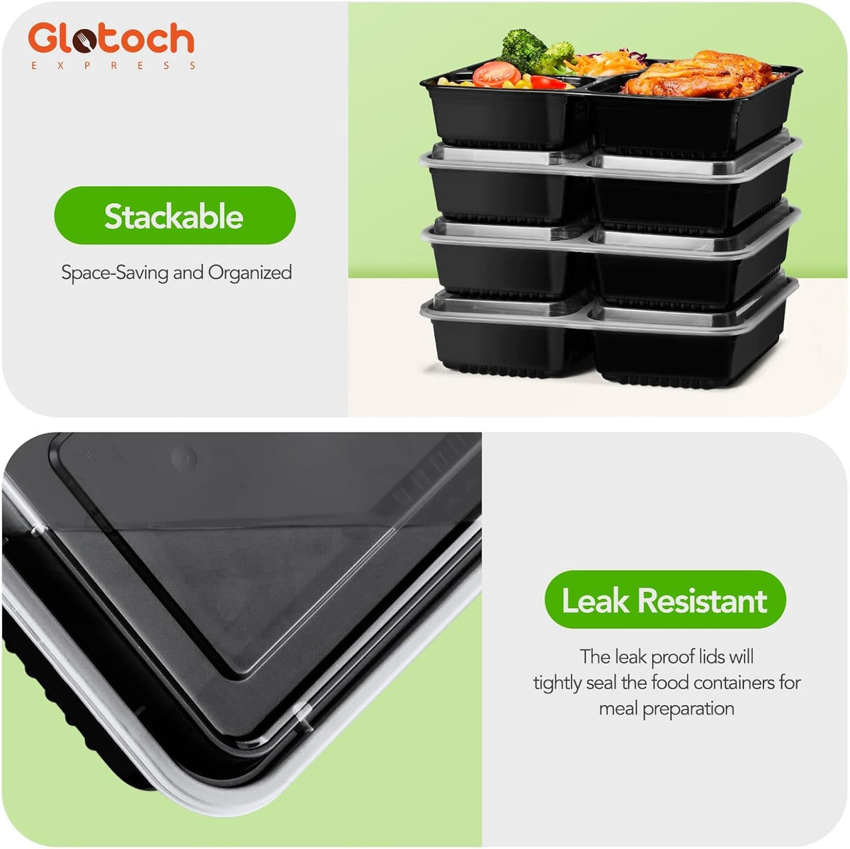 34oz 3-Compartment [1 Pallet-4950 Pack] Meal Prep Containers with Lids, Plastic Food Prep Containers Microwave, Freezer, Dishwasher Safe Leakproof Durable Food Storage Lunch Box To Go Take Out