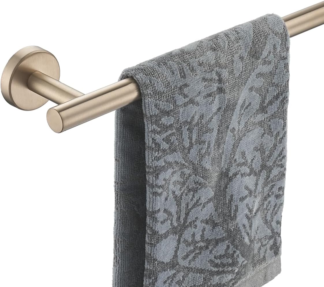 JQK Champagne Bronze Towel Bar, 20.5 Inch 304 Stainless Steel Thicken 0.8mm Towel Rack Bathroom, Towel Holder Wall Mount, Useable Length 18 Inch, TB110L18-CB