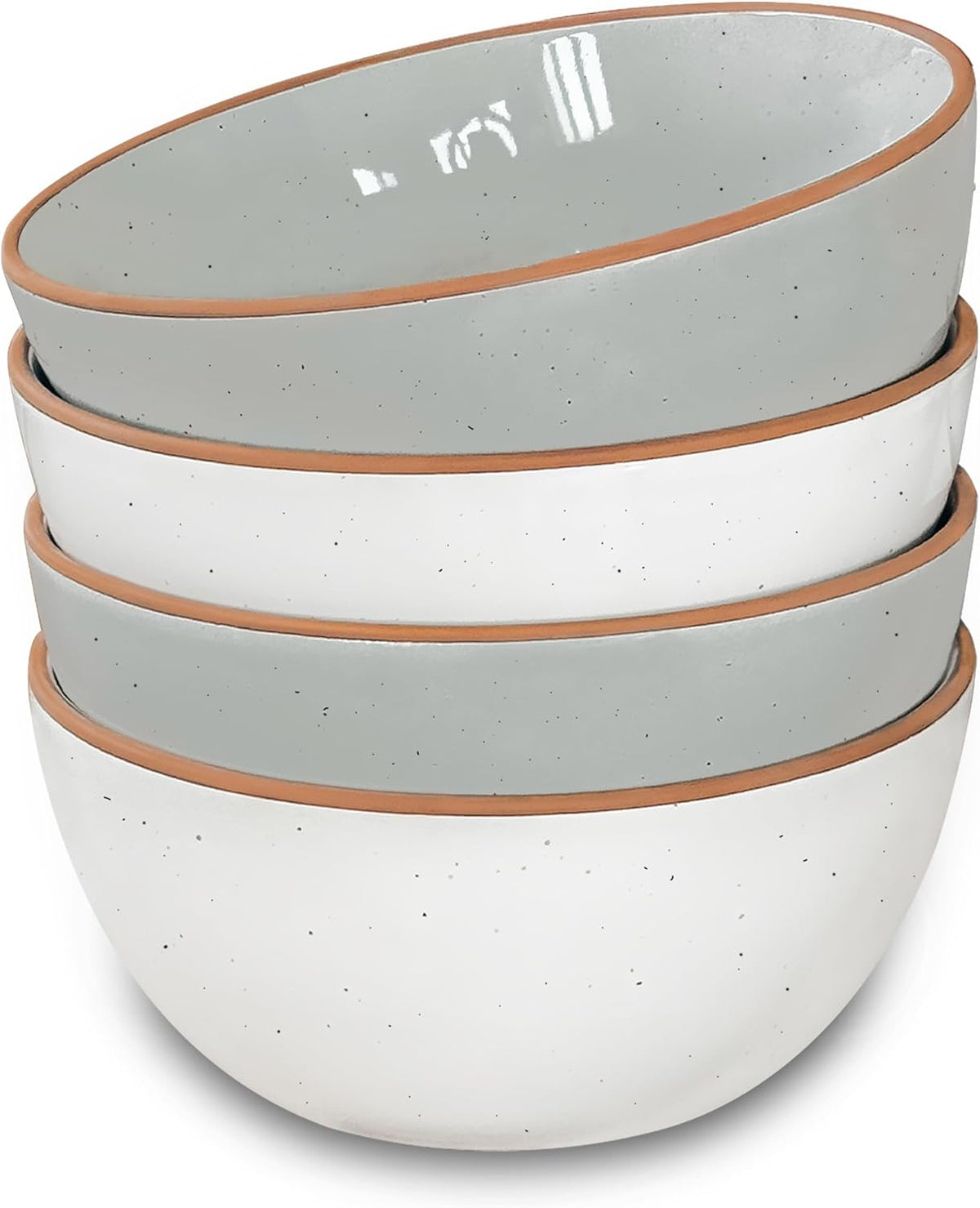 Mora Ceramic Bowls For Kitchen, 28oz - Bowl Set of 4 - For Cereal, Salad, Pasta, Soup, Dessert, Serving etc - Dishwasher, Microwave, and Oven Safe - For Breakfast, Lunch and Dinner - Vanilla & Grey