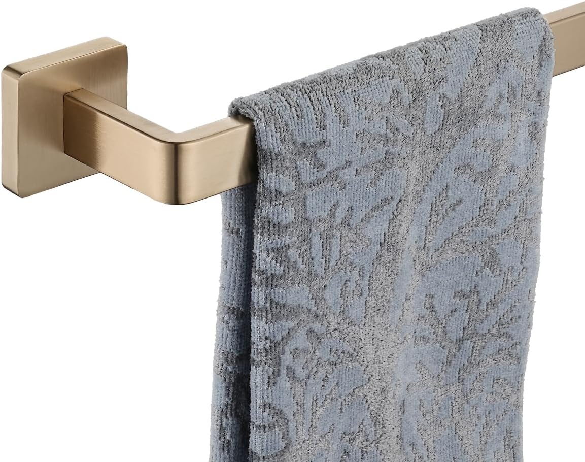 JQK Champagne Bronze Towel Bar, 18 Inch 304 Stainless Steel Thicken 0.8mm Towel Rack Bathroom, Towel Holder Wall Mount, Total Length 20.41 Inch, TB250L18-CB